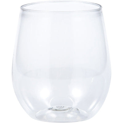 Bulk 24 pc Clear 14 oz Plastic Stemless Wine Glasses  - Solid Color Party Tableware by Creative Converting
