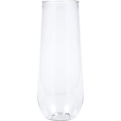 Bulk 24 pc Clear 9 oz Plastic Stemless Champagne Flutes  - Solid Color Party Tableware by Creative Converting