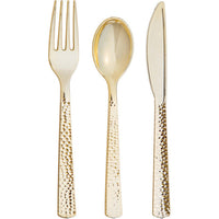 Bulk 288 pc Gold Metallic Hammered Assorted Cutlery  - Solid Color Party Tableware by Creative Converting