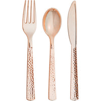 Bulk 288 pc Rose Gold Metallic Hammered Assorted Cutlery  - Solid Color Party Tableware by Creative Converting