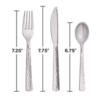 288ct Bulk Metallic Silver Hammered Assorted Cutlery