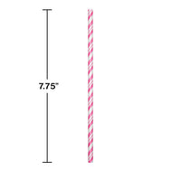 144ct Bulk Candy Pink and White Striped Flex Paper Straws