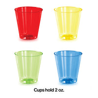 192ct Bulk 2 oz Assorted Color Plastic Shot Glasses