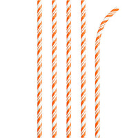 Bulk 144 pc Sunkissed Orange and White Striped Flex Paper Straws  - Solid Color Party Tableware by Creative Converting