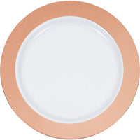 120 pc Bulk Rose Gold Rim Plastic Banquet Plates - Wedding and Anniversary Party Supplies by Creative Converting