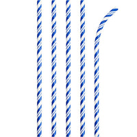 Bulk 144 pc Cobalt Blue and White Striped Flex Paper Straws  - Solid Color Party Tableware by Creative Converting
