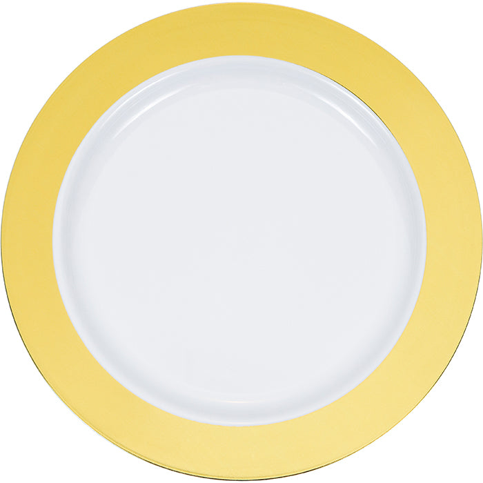 120 pc Bulk Gold Rim Plastic Banquet Plates - Wedding and Anniversary Party Supplies by Creative Converting