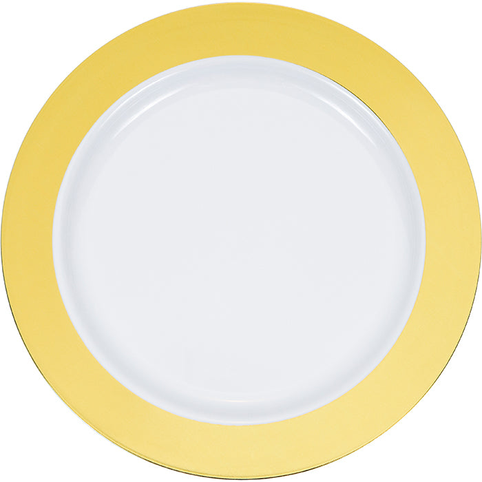 120 pc Bulk Gold Rim Plastic Dinner Plates - Wedding and Anniversary Party Supplies by Creative Converting