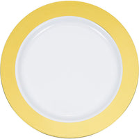 120 pc Bulk Gold Rim Plastic Dinner Plates - Wedding and Anniversary Party Supplies by Creative Converting
