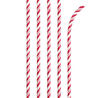 Bulk 144 pc Classic Red and White Striped Flex Paper Straws  - Solid Color Party Tableware by Creative Converting