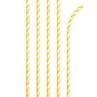 Bulk 144 pc School Bus Yellow and White Striped Flex Paper Straws  - Solid Color Party Tableware by Creative Converting