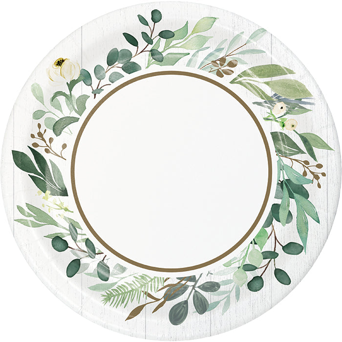 96 pc Bulk Eucalyptus Dessert Plates - Party Themes by Creative Converting