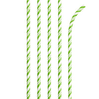 Bulk 144 pc Fresh Lime and White Striped Flex Paper Straws  - Solid Color Party Tableware by Creative Converting