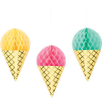 18 pc Bulk Ice Cream Party Hanging Honeycomb Ice Cream Decorations - Birthday Party Supplies by Creative Converting