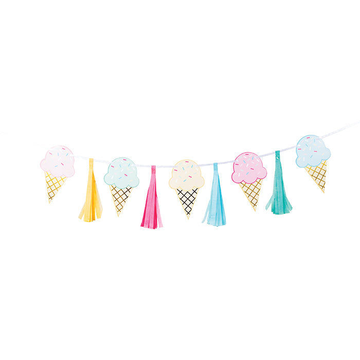 6 pc Bulk Ice Cream Party Tassel Banners - Birthday Party Supplies by Creative Converting