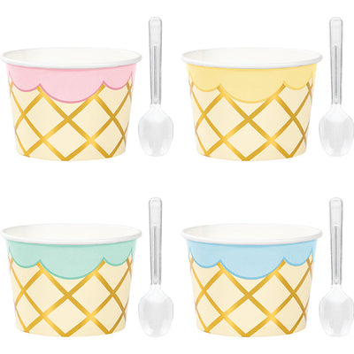 96 pc Bulk Ice Cream Party Treat Cups with Spoons - Birthday Party Supplies by Creative Converting