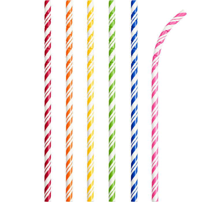 144 pc Bulk Assorted Color Flex Paper Straws - General Party Decorations and Accessories by Creative Converting