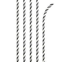 Bulk 144 pc Black and White Striped Flex Paper Straws  - Solid Color Party Tableware by Creative Converting