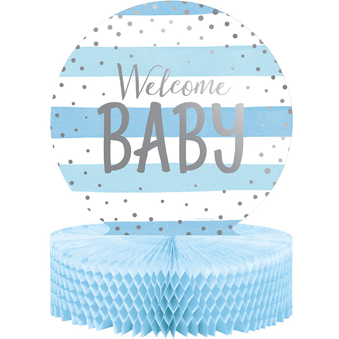 6 pc Bulk Blue and Silver Celebration Baby Shower Centerpieces - Birthday Party Supplies by Creative Converting