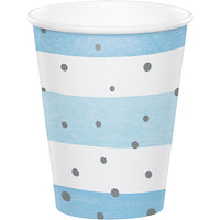 96 pc Bulk Blue and Silver Celebration Cups - Birthday Party Supplies by Creative Converting