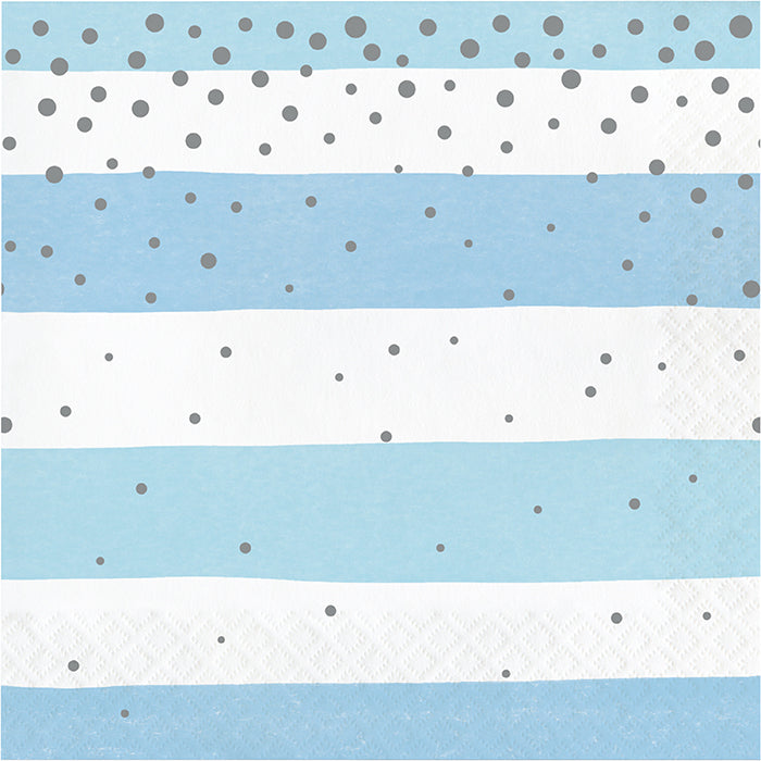 192 pc Bulk Blue and Silver Celebration Luncheon Napkins - Birthday Party Supplies by Creative Converting