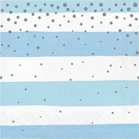 192 pc Bulk Blue and Silver Celebration Luncheon Napkins - Birthday Party Supplies by Creative Converting