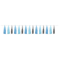 6 pc Bulk Blue and Silver Celebration Tassel Garland - Birthday Party Supplies by Creative Converting