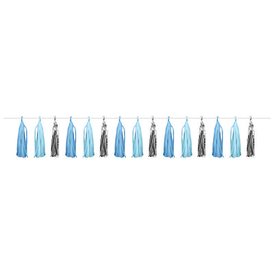 6 pc Bulk Blue and Silver Celebration Tassel Garland - Birthday Party Supplies by Creative Converting