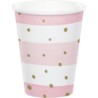 96 pc Bulk Pink and Gold Celebration Cups - Birthday Party Supplies by Creative Converting