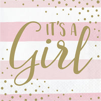 192 pc Bulk Pink and Gold Celebration It's a Girl Luncheon Napkins - Birthday Party Supplies by Creative Converting