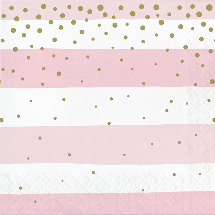 192 pc Bulk Pink and Gold Celebration Luncheon Napkins - Birthday Party Supplies by Creative Converting