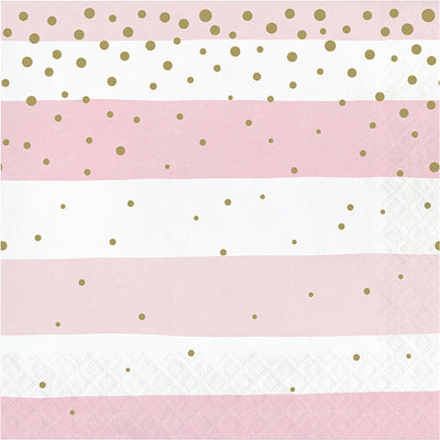 192 pc Bulk Pink and Gold Celebration Luncheon Napkins - Birthday Party Supplies by Creative Converting