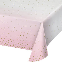 6 pc Bulk Pink and Gold Celebration Paper Table Covers - Birthday Party Supplies by Creative Converting