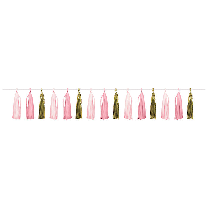 6 pc Bulk Pink and Gold Celebration Tassel Garland - Birthday Party Supplies by Creative Converting
