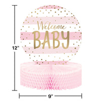 6ct Bulk Pink and Gold Celebration Baby Shower Centerpieces