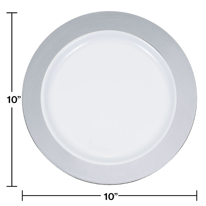 120ct Bulk Silver Rim Plastic Banquet Plates