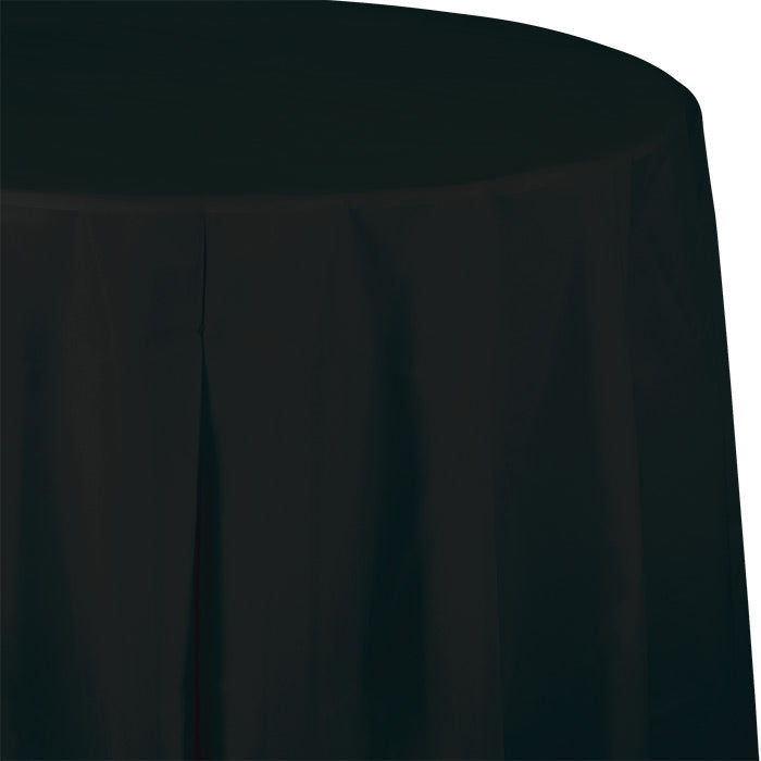 Bulk 12 pc Black Velvet Round 82 inch Plastic Table Covers - Solid Color Party Tableware by Creative Converting