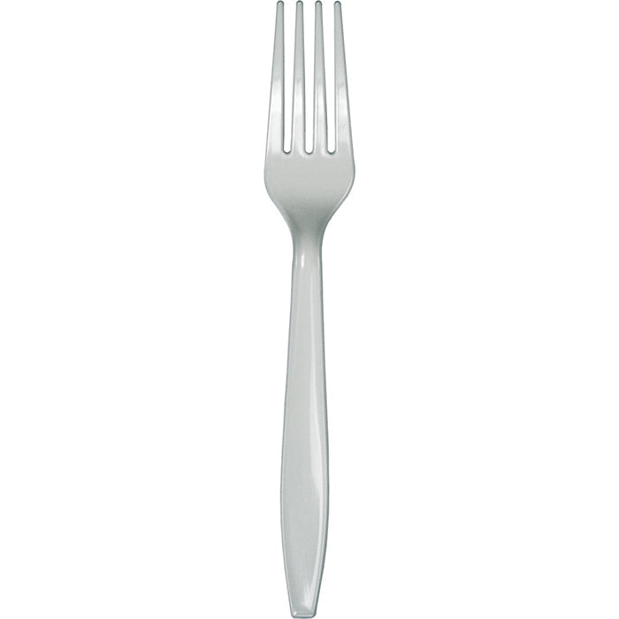 Bulk 288 pc Shimmering Silver Plastic Forks  - Solid Color Party Tableware by Creative Converting