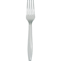 Bulk 288 pc Shimmering Silver Plastic Forks  - Solid Color Party Tableware by Creative Converting