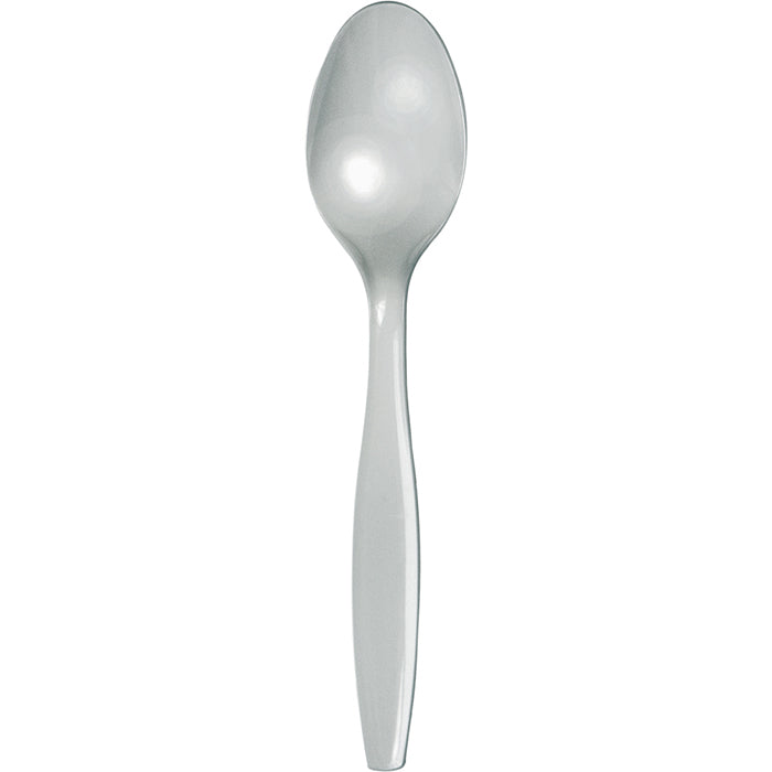 Bulk 288 pc Shimmering Silver Plastic Spoons  - Solid Color Party Tableware by Creative Converting