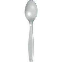 Bulk 288 pc Shimmering Silver Plastic Spoons  - Solid Color Party Tableware by Creative Converting