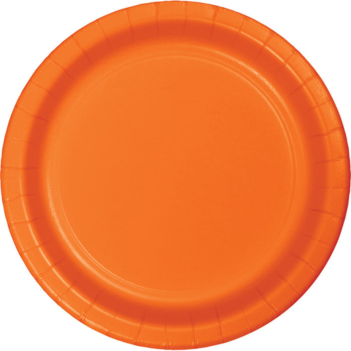 Bulk 96 pc Sunkissed Orange Value Friendly 8.75 inch Dinner Plates - Solid Color Party Tableware by Creative Converting