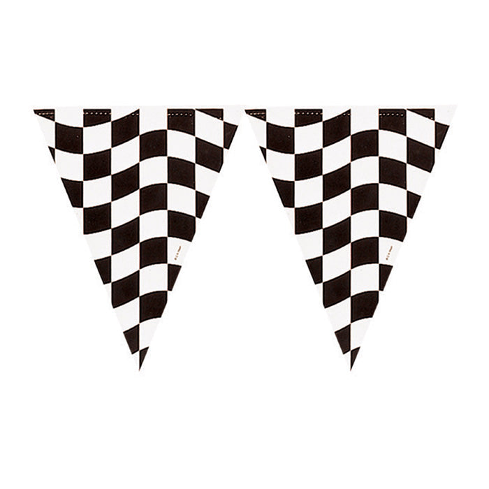 12 pc Bulk Black and White Check Banners - Sports Party Supplies by Creative Converting