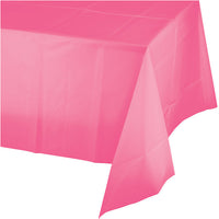 Bulk 12 pc Candy Pink Value Friendly Plastic Table Cover - Solid Color Party Tableware by Creative Converting