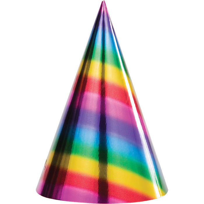 96 pc Bulk Rainbow Foil Party Hats - Birthday Party Supplies by Creative Converting