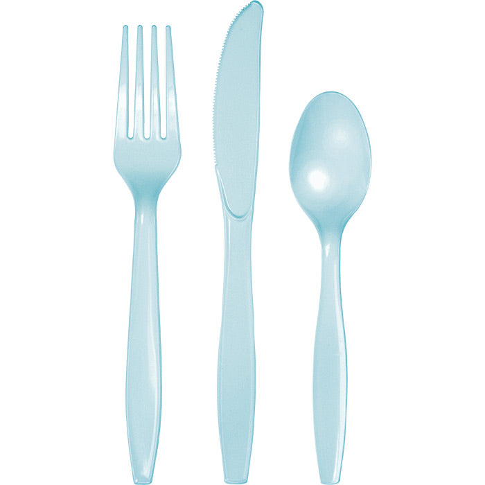 Bulk 288 pc Pastel Blue Assorted Plastic Cutlery  - Solid Color Party Tableware by Creative Converting