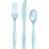 Bulk 288 pc Pastel Blue Assorted Plastic Cutlery  - Solid Color Party Tableware by Creative Converting
