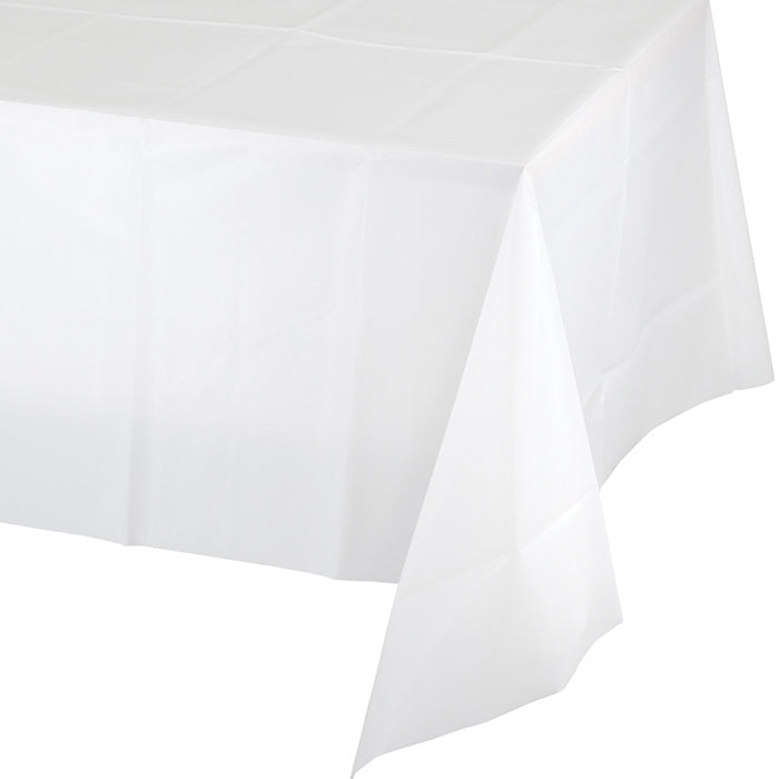 Bulk 12 pc White Value Friendly Plastic Table Cover - Solid Color Party Tableware by Creative Converting