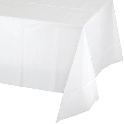Bulk 12 pc White Value Friendly Plastic Table Cover - Solid Color Party Tableware by Creative Converting