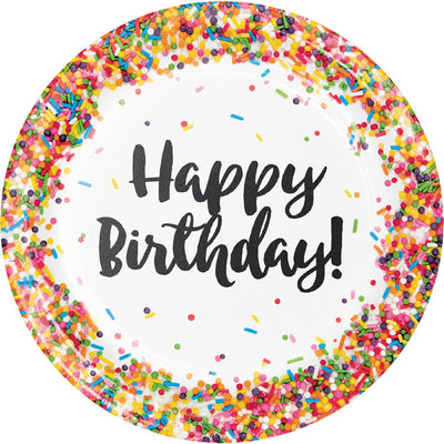 96 pc Bulk Confetti Sprinkles Dinner Plates - Birthday Party Supplies by Creative Converting